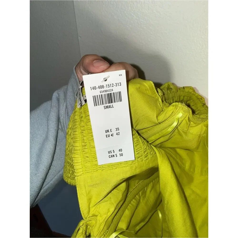 NWT ABERCROMBIE & FITCH Princess puff sleeve cropped festival smocked blouse S